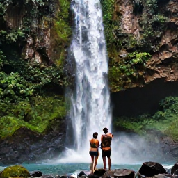 Caribbean Holidays, August Honeymoons, Honeymoon couple exploring Dunn's River Falls in Jamaica, lush rainforest, cascading water and tropical scenery