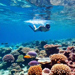 Caribbean Holidays, August Hotspots, A snorkeller swimming above a healthy coral reef with colourful fish in clear shallow water at Spotts Beach, Grand Cayman