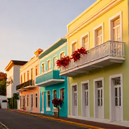 Caribbean Holidays, August Instagram Hotspots, Colourful historic streets in Charlotte Amalie, St Thomas, with pastel buildings, balconies, tropical plants and warm afternoon light