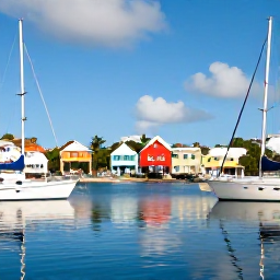 Caribbean Holidays, August Instagram Hotspots, Colourful waterfront houses and luxury yachts around Gustavia harbour in Saint Barth&eacute;lemy on a bright August morning