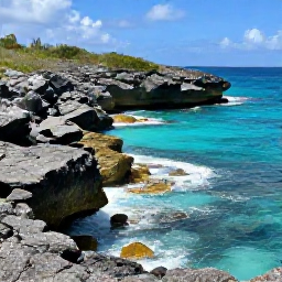 Caribbean Holidays, August Instagram Hotspots, Dramatic rocky coastline and clear turquoise water at Petit Cul-de-Sac in Saint Barth&eacute;lemy, photographed in August sunshine