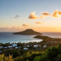 Caribbean Holidays, August Instagram Hotspots, Golden hour view from Timothy Hill overlooking the Caribbean Sea and Atlantic Ocean, with Saint Kitts coastline and Nevis island in the distance