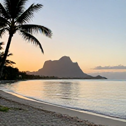 Caribbean Holidays, August Instagram Hotspots, Palm-fringed Pinney's Beach on Nevis at sunset in August, with calm Caribbean water, soft golden light and Mount Nevis in the background