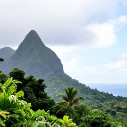 Caribbean Holidays, August Instagram Hotspots, Photograph of Dominica&rsquo;s lush rainforest and mountain coastline in August, tropical vegetation, passing rain shower and bright clearing sky