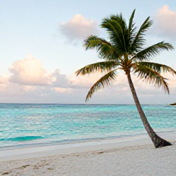 Caribbean Holidays, August Instagram Spots, A bright turquoise Caribbean beach in Antigua in August, with a lone palm, white sand and calm water under soft morning sunshine