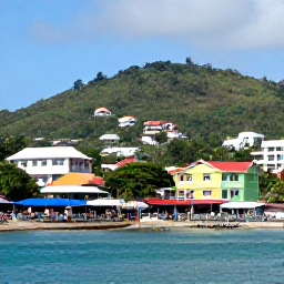 Caribbean Holidays, August Island Hopping, Colourful waterfront in Kingstown, Saint Vincent, with local market stalls, Caribbean buildings and green hills in the background