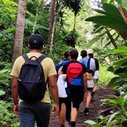 Caribbean Holidays, August Nature Holidays, Hikers walking through a shaded rainforest trail on Mount Liamuiga, Saint Kitts