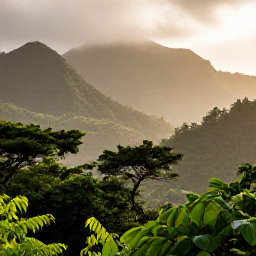 Caribbean Holidays, August Nature Holidays, Lush tropical rainforest and misty mountain slopes in Saint Vincent and the Grenadines during August, with vibrant green foliage and soft morning light