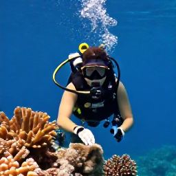 Caribbean Holidays, August Scuba Diving, A diver exploring a colourful coral reef in clear blue water off Saint Lucia in August