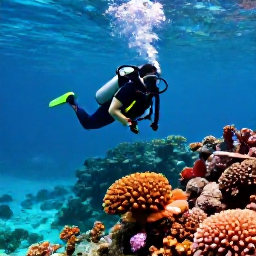 Caribbean Holidays, August Scuba Diving, Colourful coral reef and clear turquoise water around Saint Barth&eacute;lemy in August, with a diver exploring the scene