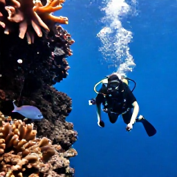 Caribbean Holidays, August Scuba Diving, Divers descending beside a volcanic underwater wall near Nevis, with tropical fish and blue Caribbean water