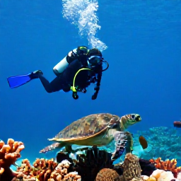 Caribbean Holidays, August Scuba Diving, Scuba diver observing tropical fish, sea turtles and coral formations on a Caribbean reef near St John, United States Virgin Islands