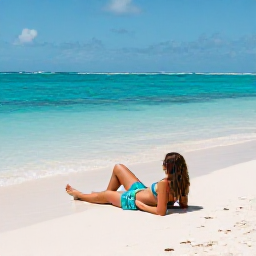 Caribbean Holidays, August Solo Holidays, A solo traveller relaxing on a quiet white-sand beach beside clear turquoise water in the Turks and Caicos Islands, August sunshine