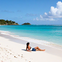 Caribbean Holidays, August Solo Holidays, A solo traveller relaxing on a quiet white-sand beach in Tortola, British Virgin Islands, with turquoise sea and gentle August sunshine