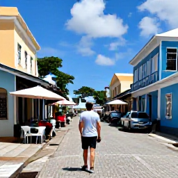 Caribbean Holidays, August Solo Holidays, Friendly solo traveller exploring a colourful Caribbean town with local shops, caf&eacute;s and historic buildings