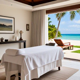 Caribbean Holidays, August Spa Breaks, An elegant spa treatment room with natural light, tropical details and views towards Grace Bay