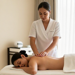 Caribbean Holidays, August Spa Breaks, Caribbean spa therapist giving a soothing massage in a calm treatment room with natural light