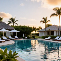 Caribbean Holidays, August Spa Breaks, Relaxing Caribbean spa resort in Saint Martin in August, tropical gardens, calm pool and soft morning sunlight