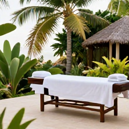 Caribbean Holidays, August Spa Breaks, Relaxing luxury spa treatment in a bright Jamaican resort, with tropical greenery, warm natural light and calm Caribbean colours