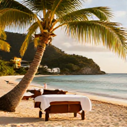 Caribbean Holidays, August Spa Breaks, Relaxing spa treatment beside a palm-fringed beach in St Thomas, United States Virgin Islands, warm August sunshine