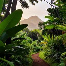 Caribbean Holidays, August Walking, A lush rainforest trail in Saint Lucia during August, with tropical leaves, volcanic hills and soft morning light