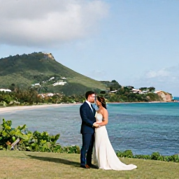 Caribbean Holidays, August Weddings, Newly married couple exploring the scenic coastline and green hills of Saint Kitts and Nevis