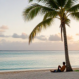 Caribbean Holidays, August Wellness, A peaceful Saint Lucia beach in August with calm turquoise water, soft morning light and a traveller relaxing beneath a palm tree