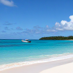 Caribbean Holidays, Bahamas Adventure, A small boat approaching a quiet tropical island near Exuma with bright blue water and untouched beaches