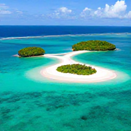 Caribbean Holidays, Bahamas Adventure, Aerial view of clear turquoise Bahamian sea, white sand beaches and small green islands in bright June sunshine