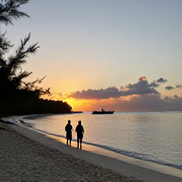 Caribbean Holidays, Bahamas Adventure, Friendly Bahamian guide leading visitors on a small boat near a quiet island beach at sunset