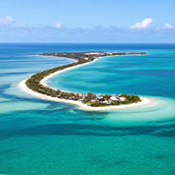Caribbean Holidays, Bahamas Adventure Holidays, Aerial view of turquoise Bahamian water, small islands and a white sandy beach in bright July sunshine