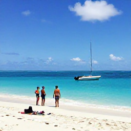 Caribbean Holidays, Bahamas Adventure Holidays, Small motorboat approaching a quiet Bahamian cay with snorkellers and a picnic on the beach