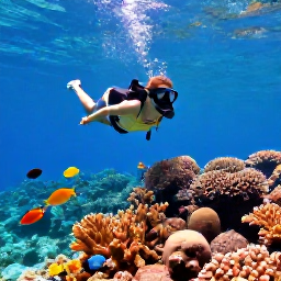 Caribbean Holidays, Bahamas Adventure Holidays, Travellers snorkelling above a colourful coral reef in clear Bahamian water with tropical fish