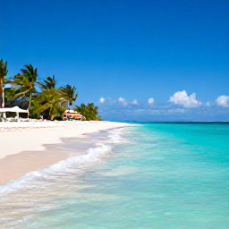 Caribbean Holidays, Bahamas All Inclusive, Bright turquoise sea, white sand beach and a relaxed all-inclusive resort in The Bahamas during June