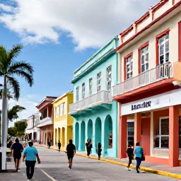 Caribbean Holidays, Bahamas April Tours, Visitors walking through historic Nassau streets with pastel buildings, colonial architecture and local shops