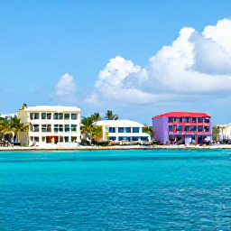 Caribbean Holidays, Bahamas August Break, Sunny Nassau waterfront with pastel buildings, palm trees and bright blue Caribbean water