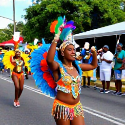 Caribbean Holidays, Bahamas August Holidays, Colourful Junkanoo parade in Nassau, Bahamas, with dancers in feathered costumes, musicians, and lively crowds