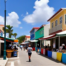Caribbean Holidays, Bahamas Backpacking, Budget-friendly backpacker exploring Nassau market and historic streets, with colourful buildings and local stalls