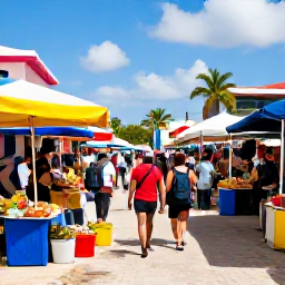 Caribbean Holidays, Bahamas Backpacking, Colourful local market in Nassau with island produce, friendly stalls and backpackers exploring