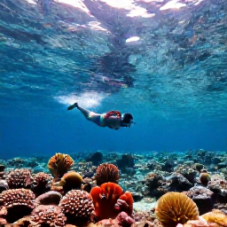 Caribbean Holidays, Bahamas Backpacking May, A snorkeller floating above a colourful coral reef in clear Bahamian water with sunlight filtering from the surface