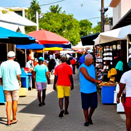 Caribbean Holidays, Bahamas Beach Holidays, A colourful Bahamian market street with local food, handmade crafts and friendly people in warm November sunshine