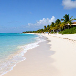 Caribbean Holidays, Bahamas Beach Holidays, A wide, quiet Bahamian beach with clear turquoise water, white sand, palm trees and a relaxed holiday atmosphere