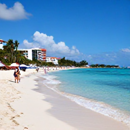 Caribbean Holidays, Bahamas Beach Holidays, Bright summer beach scene in Nassau, Bahamas, with clear turquoise water, white sand and relaxed holidaymakers