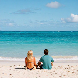Caribbean Holidays, Bahamas Beach Holidays, Couple relaxing on a quiet sandy beach in Grand Bahama during December, with turquoise sea and gentle sunshine