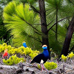Caribbean Holidays, Bahamas Birdwatching, A close view of colourful Bahamian birds among pine trees and low coastal shrubs on a sunny spring day