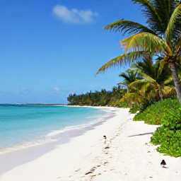 Caribbean Holidays, Bahamas Birdwatching, A tranquil Bahamian beach bordered by clear turquoise sea, palm trees and natural coastal vegetation in warm May sunshine
