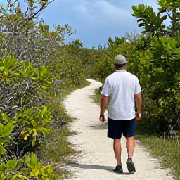 Caribbean Holidays, Bahamas Birdwatching, Friendly expert birdwatching guide leading visitors along a peaceful nature trail beside Bahamian wetlands