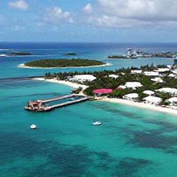 Caribbean Holidays, Bahamas Business Class, Aerial view of Nassau harbour and turquoise Bahamian water, with white beaches, small boats and green islands beneath a sunny August sky