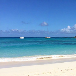 Caribbean Holidays, Bahamas Business Class, Calm secluded beach on a quieter Bahamian island with a small boat offshore