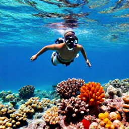 Caribbean Holidays, Bahamas Business Class, Visitors snorkelling above a colourful coral reef in clear Bahamian water
